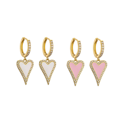 Modern Heart Drop Earrings 18K Gold Non Tarnish Deep South Originals