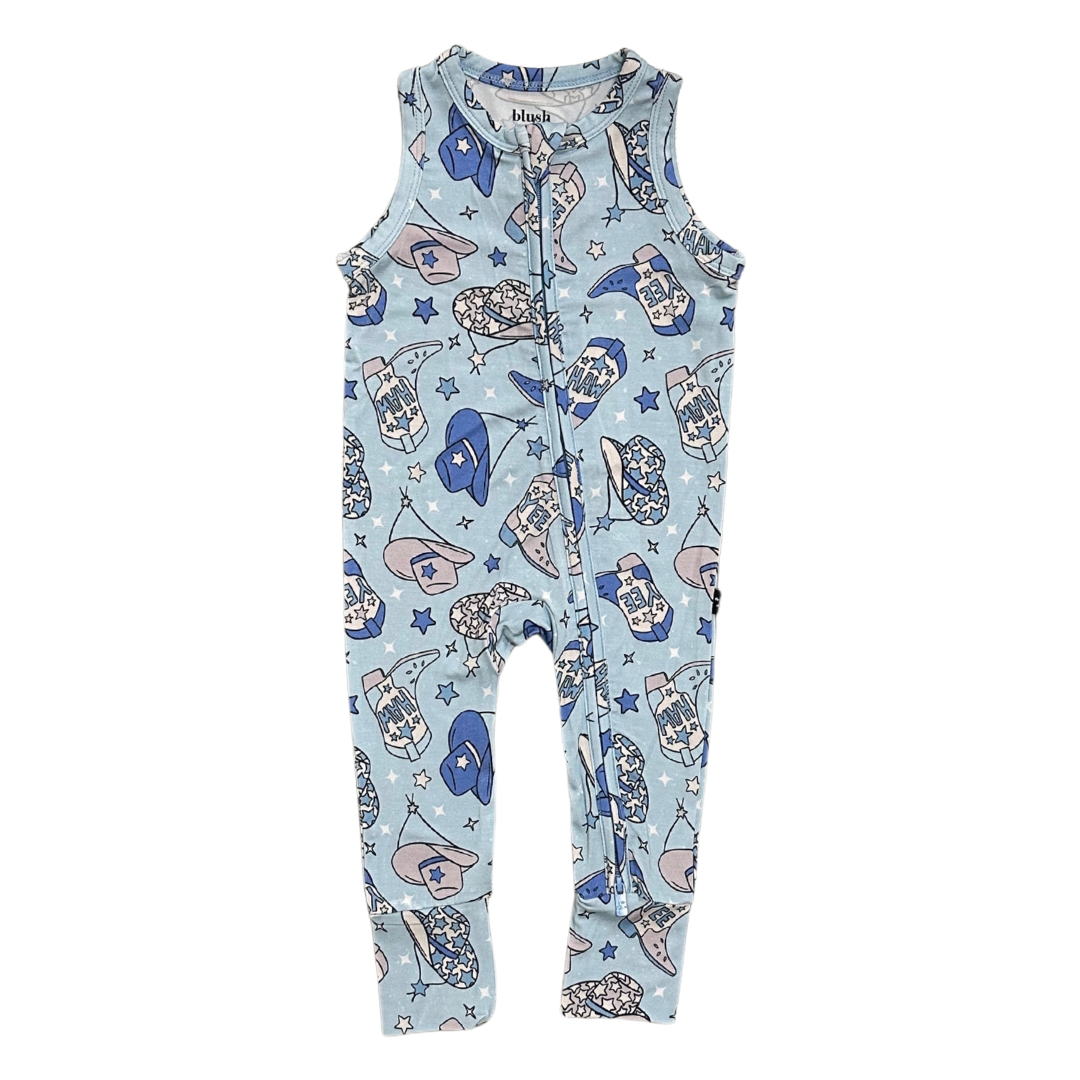 YEE HAW (blue) - Sleeveless Zippy Blush Lotus