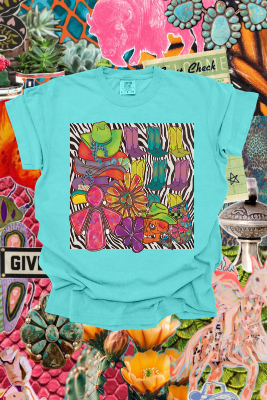 Funky Patchwork Graphic Tee Spurs & Spades Boutique