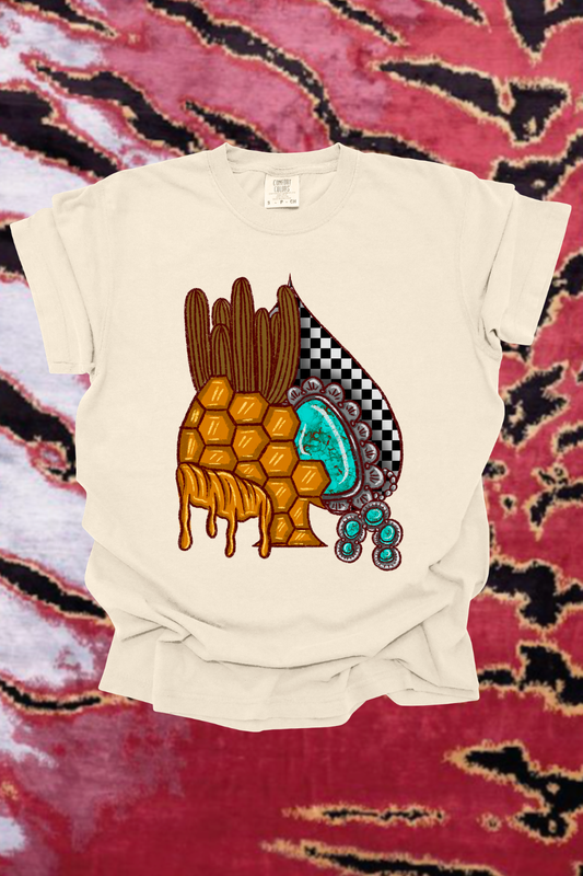 Checkered Honey Spade Graphic Tee Spurs & Spades Boutique
