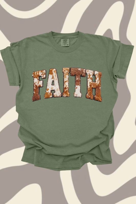 Faith Brown Cowhide Graphic Tee Spurs & Spades Boutique