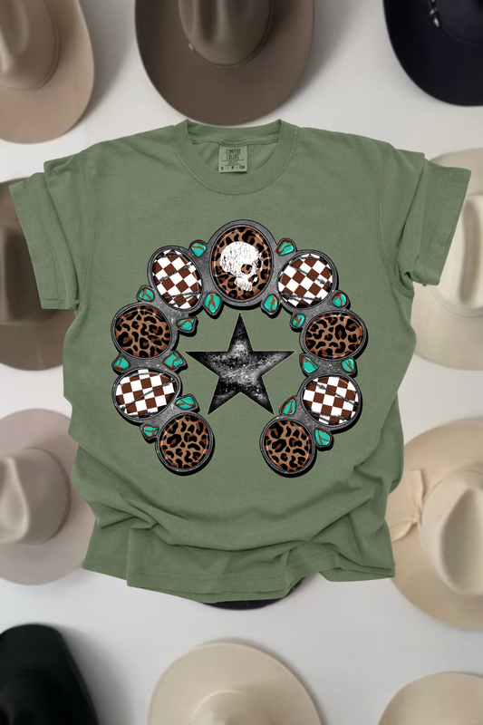 Turquoise & Cheetah Squash Graphic Tee Spurs & Spades Boutique