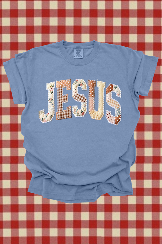 Faux Quilted Jesus Graphic Tee Spurs & Spades Boutique