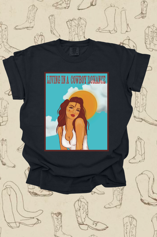 Living In A Cowboy Romance Graphic Tee Spurs & Spades Boutique