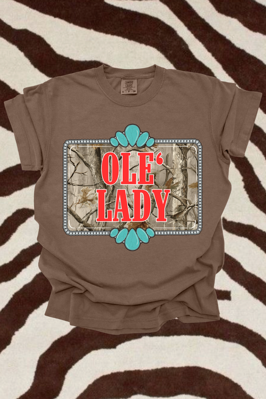 Ole' Lady Camo Graphic Tee Spurs & Spades Boutique