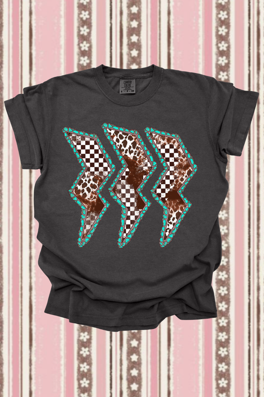 Cowhide Lighting Graphic Tee Spurs & Spades Boutique