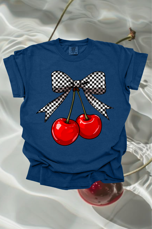 Checkered Cherries Graphic Tee Spurs & Spades Boutique