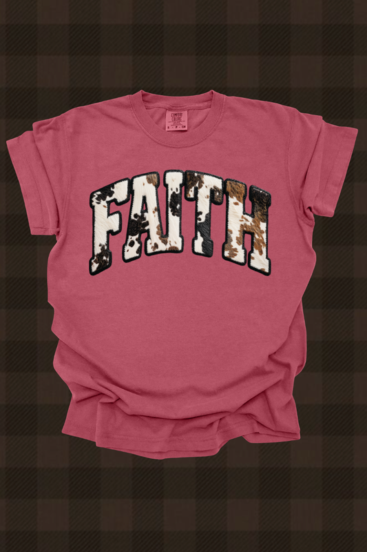 Faith Black Cowhide Graphic Tee Spurs & Spades Boutique
