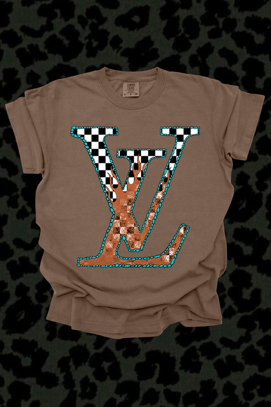 Checkered LV Graphic Tee Spurs & Spades Boutique