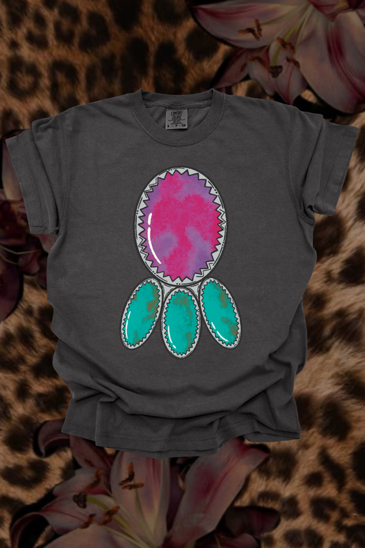 Pink Turquoise Graphic Tee Spurs & Spades Boutique