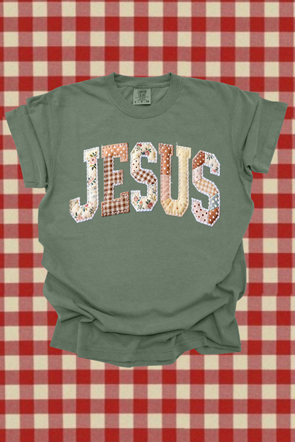 Faux Quilted Jesus Graphic Tee Spurs & Spades Boutique
