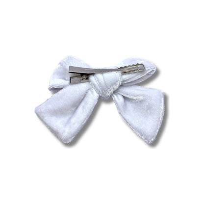 White Velvet Bow Enchanted Scrunch