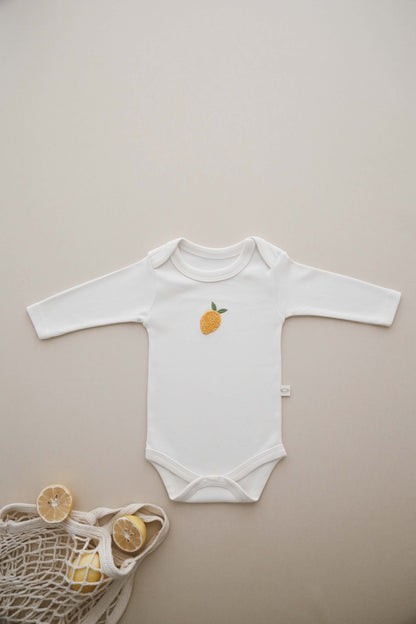 Lemon Patterned Long Sleeve Bodysuit Honey and Hive