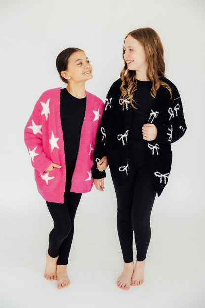 Bright Pink/Coconut Star Cozy Cardigan