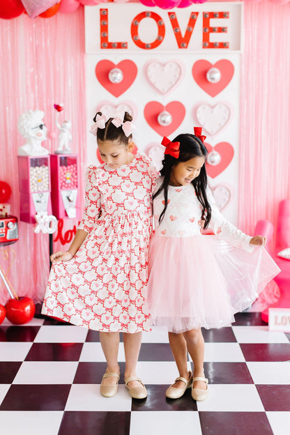 Lovebug 3/4 Sleeve Ruffle Twirl Dress
