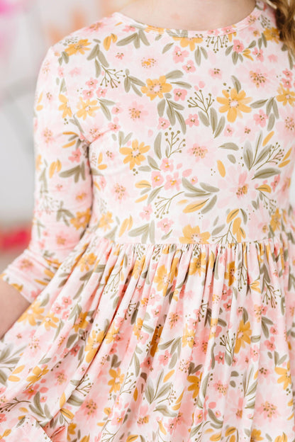 Pretty Peachy 3/4 Sleeve Pocket Twirl Dress Mila & Rose ®