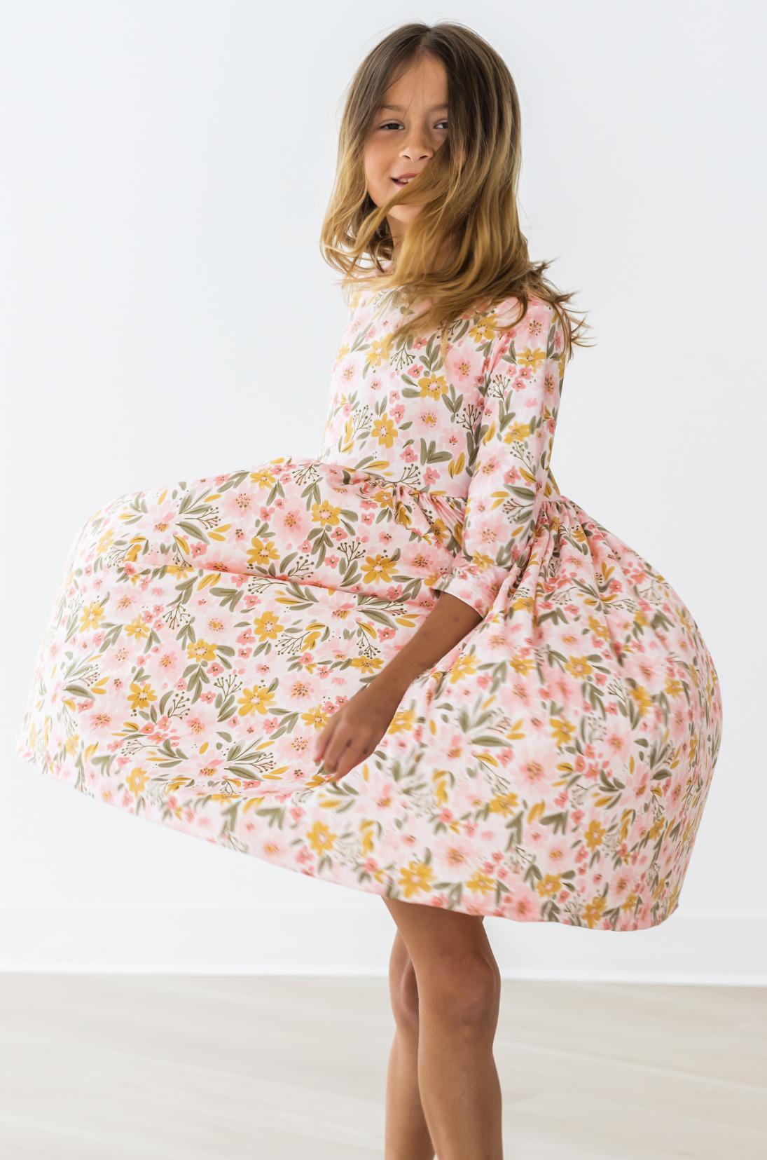 Pretty Peachy 3/4 Sleeve Pocket Twirl Dress Mila & Rose ®