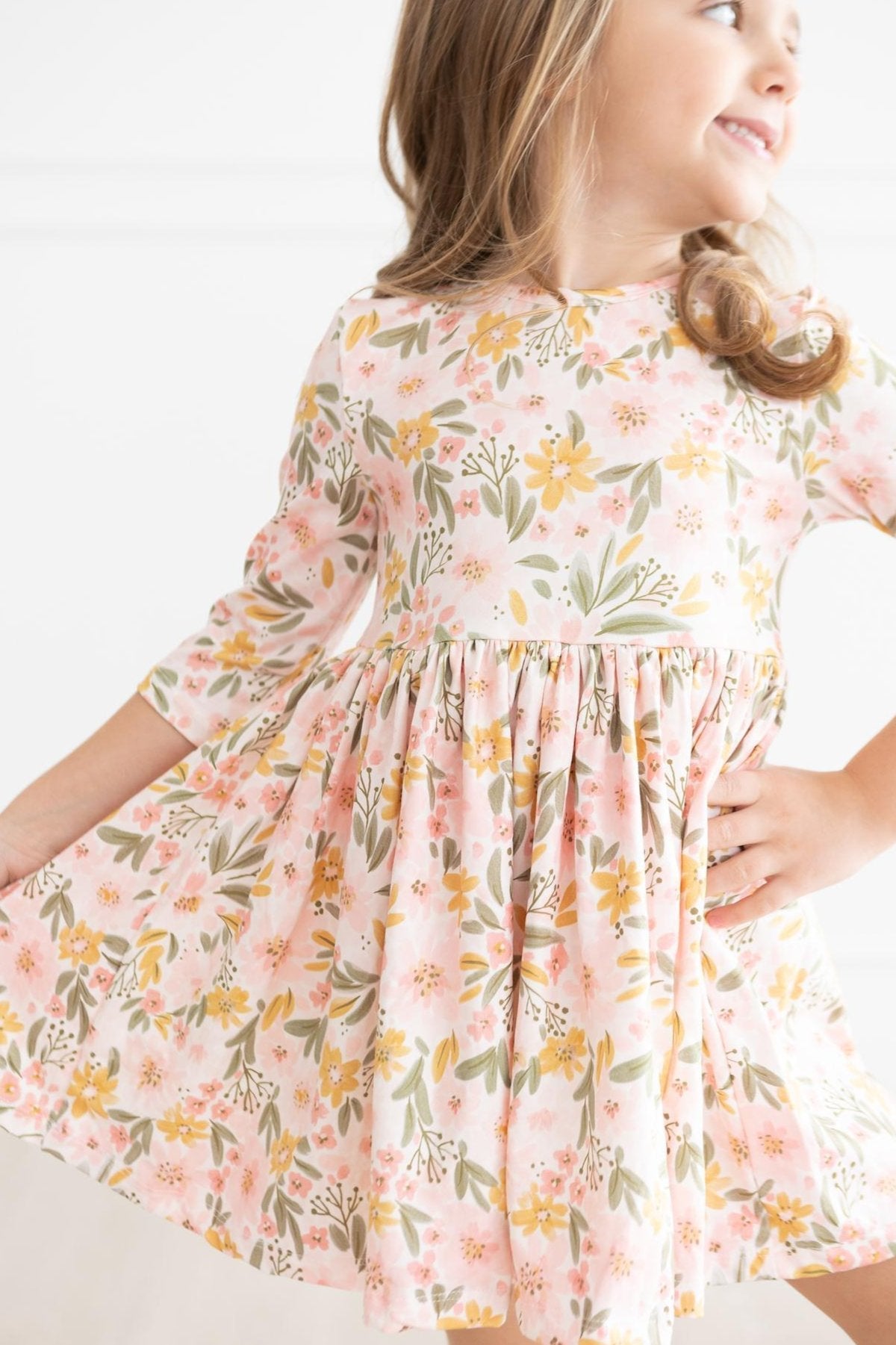 Pretty Peachy 3/4 Sleeve Pocket Twirl Dress Mila & Rose ®