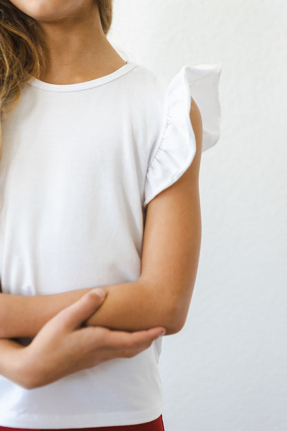 White S/S Ruffle Tee Mila & Rose ®