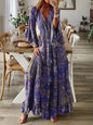 Bohemian Floral Print Maxi Dress with V-Neck