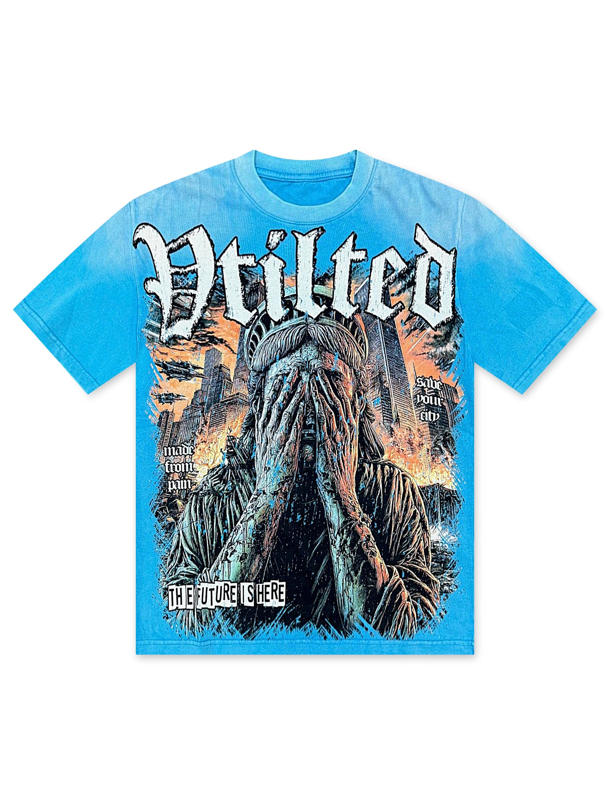 Vtilted Tears Tee - Washed Blue Denim Exchange