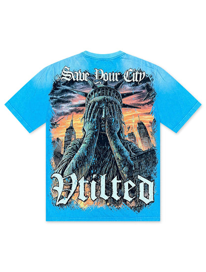 Vtilted Tears Tee - Washed Blue Denim Exchange