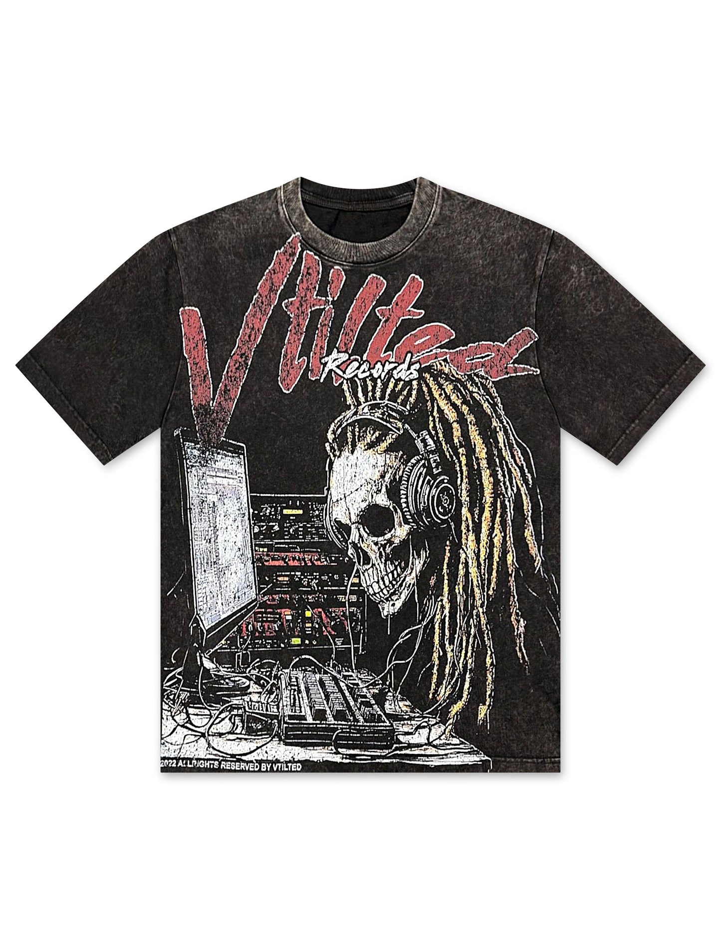 Vtilted Record Tee - Black Wash Denim Exchange