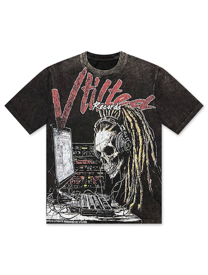 Vtilted Record Tee - Black Wash Denim Exchange