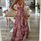 Bohemian High Waisted V-neck Floral Dress