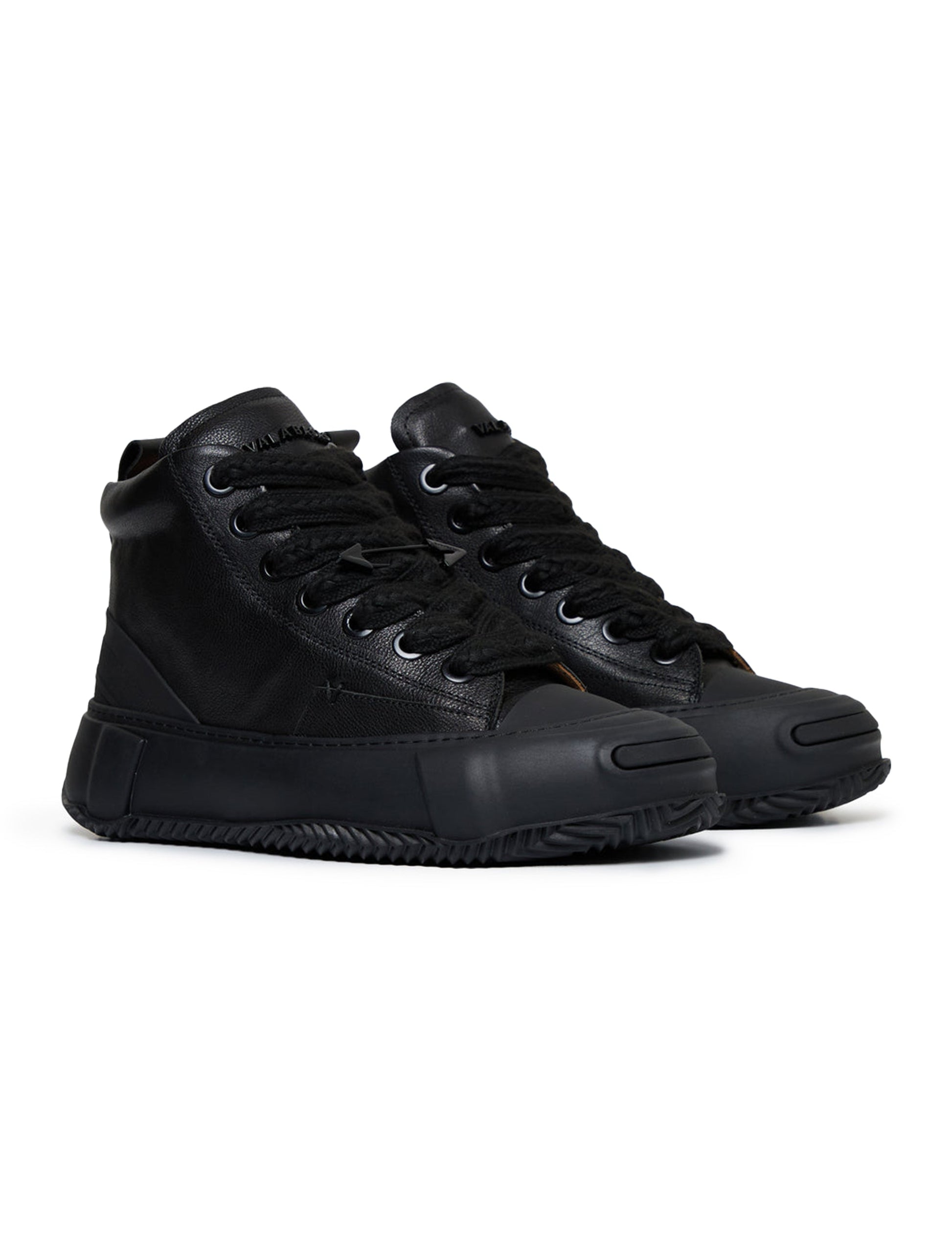 Valabasas "Vision" High Top Shoes - Black Leather Denim Exchange