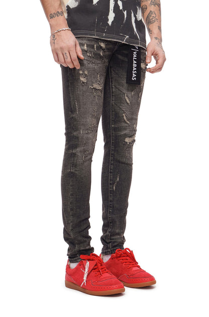 Valabasas Collage Skinny Jean - Grey Vintage Wash Denim Exchange