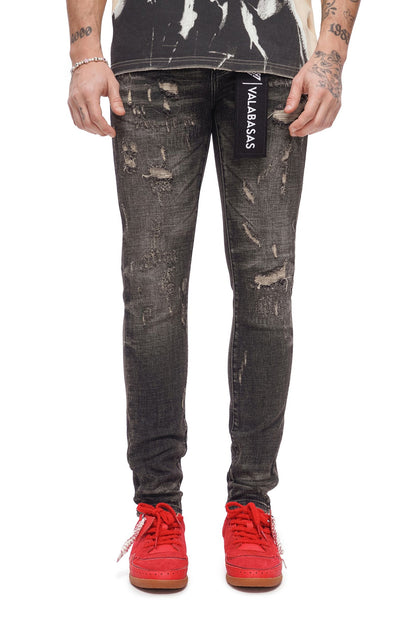 Valabasas Collage Skinny Jean - Grey Vintage Wash Denim Exchange