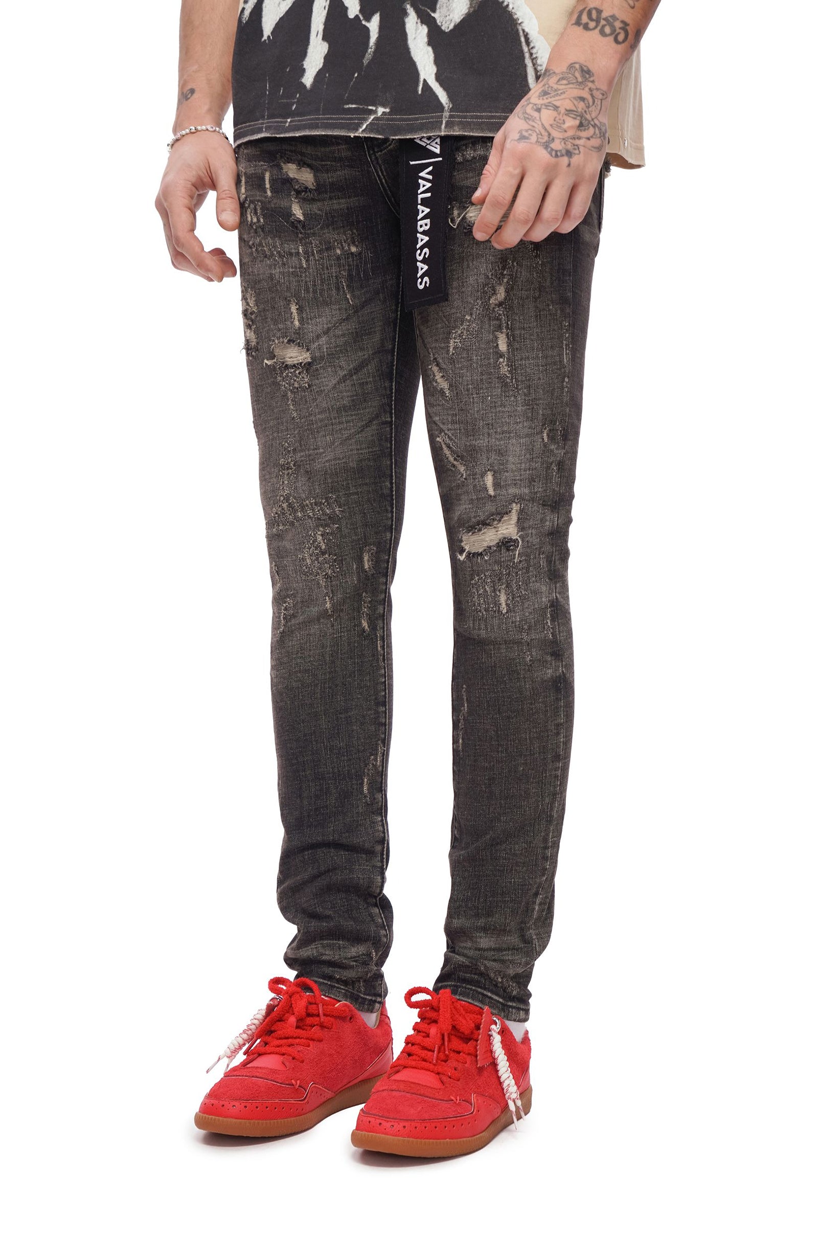 Valabasas Collage Skinny Jean - Grey Vintage Wash Denim Exchange