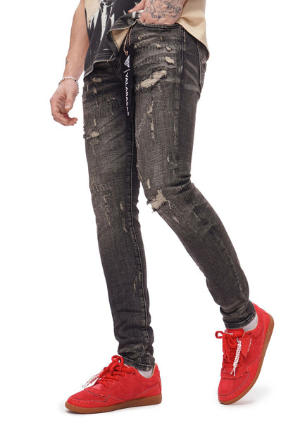 Valabasas Collage Skinny Jean - Grey Vintage Wash Denim Exchange