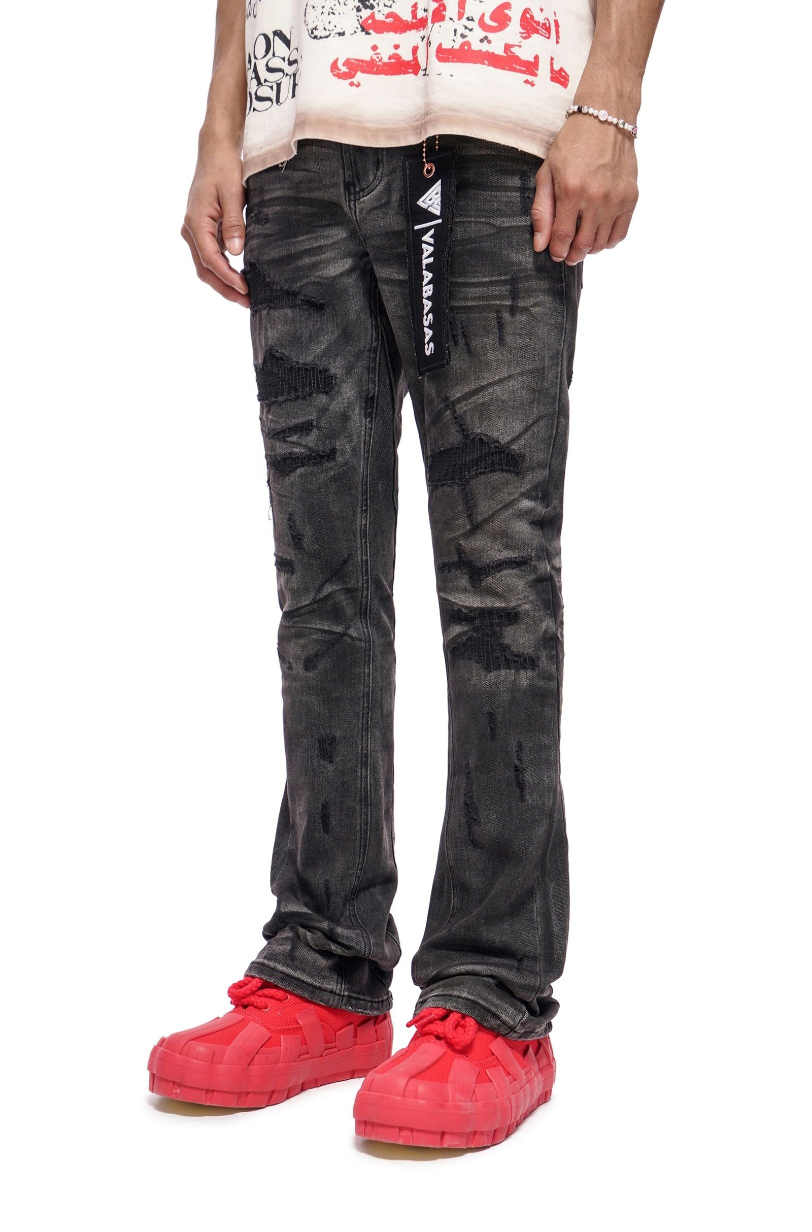 Valabasas Graft Stacked Jean - Grey Washed Denim Exchange