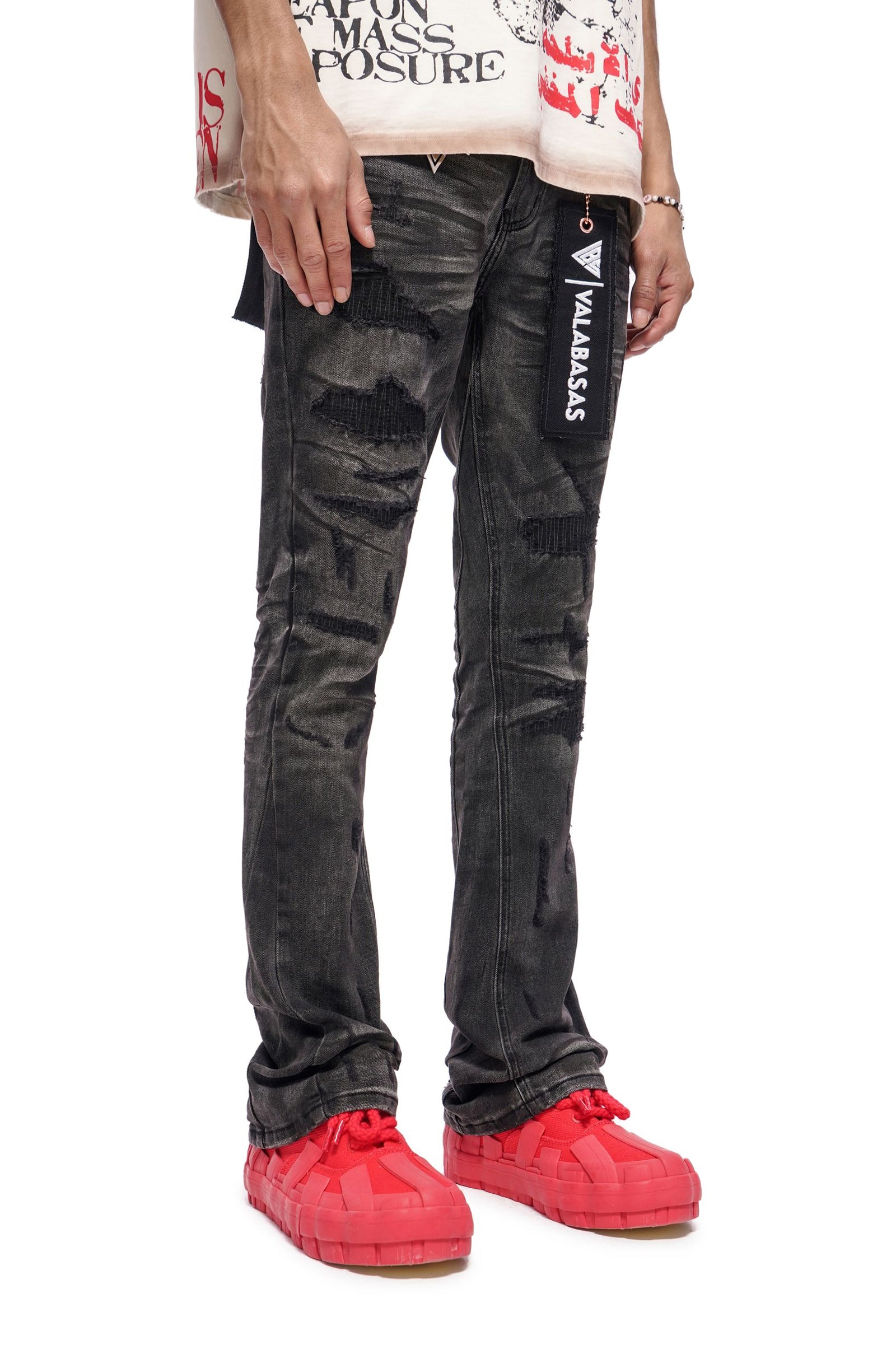 Valabasas Graft Stacked Jean - Grey Washed Denim Exchange