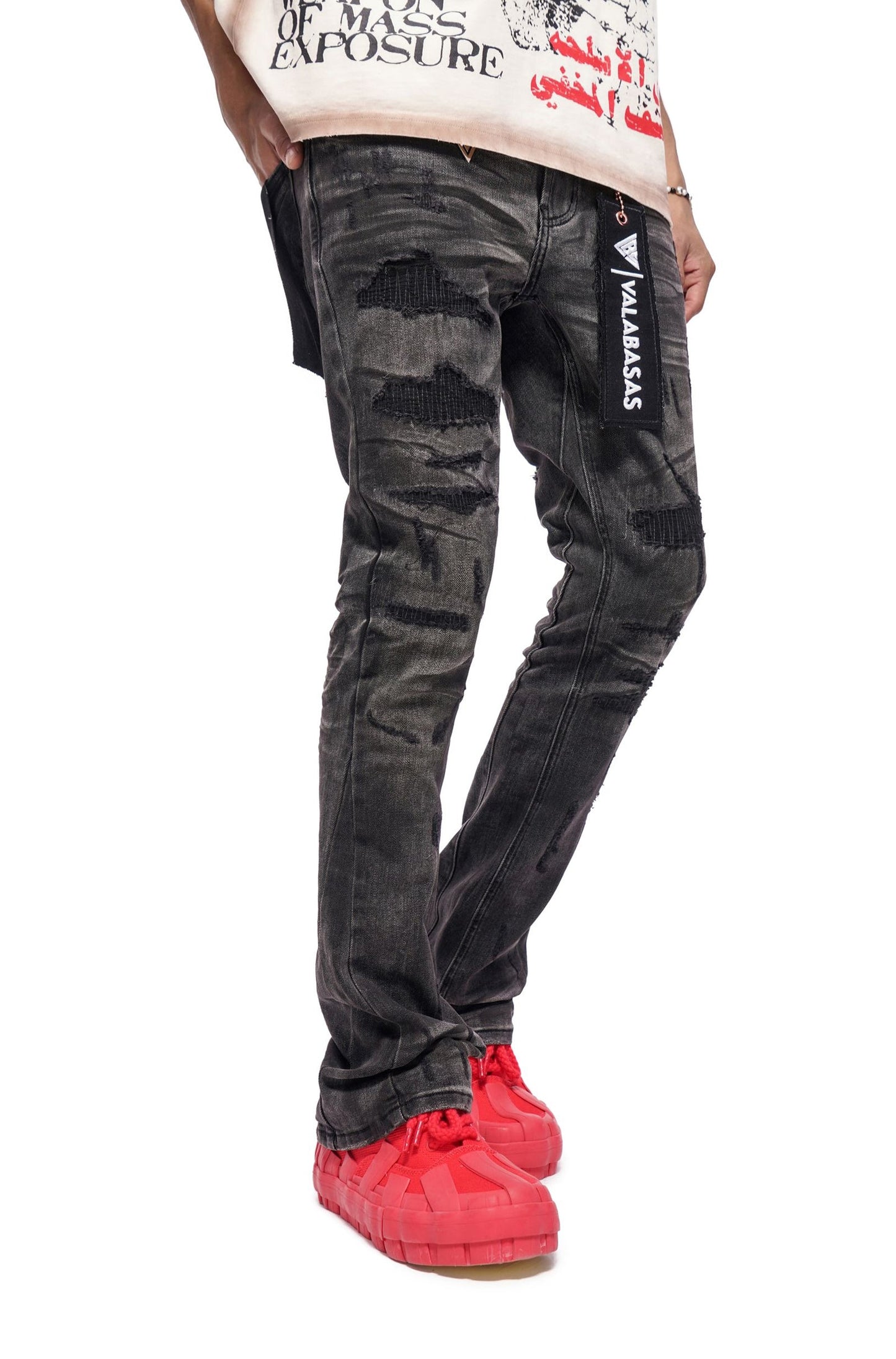 Valabasas Graft Stacked Jean - Grey Washed Denim Exchange