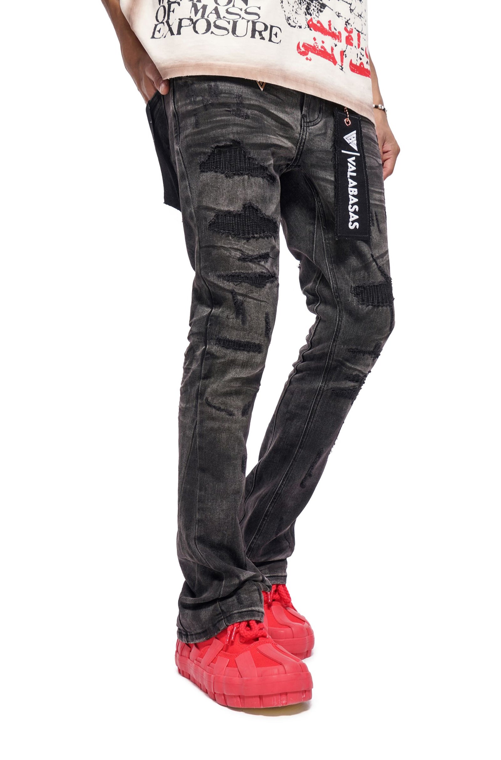 Valabasas Graft Stacked Jean - Grey Washed Denim Exchange