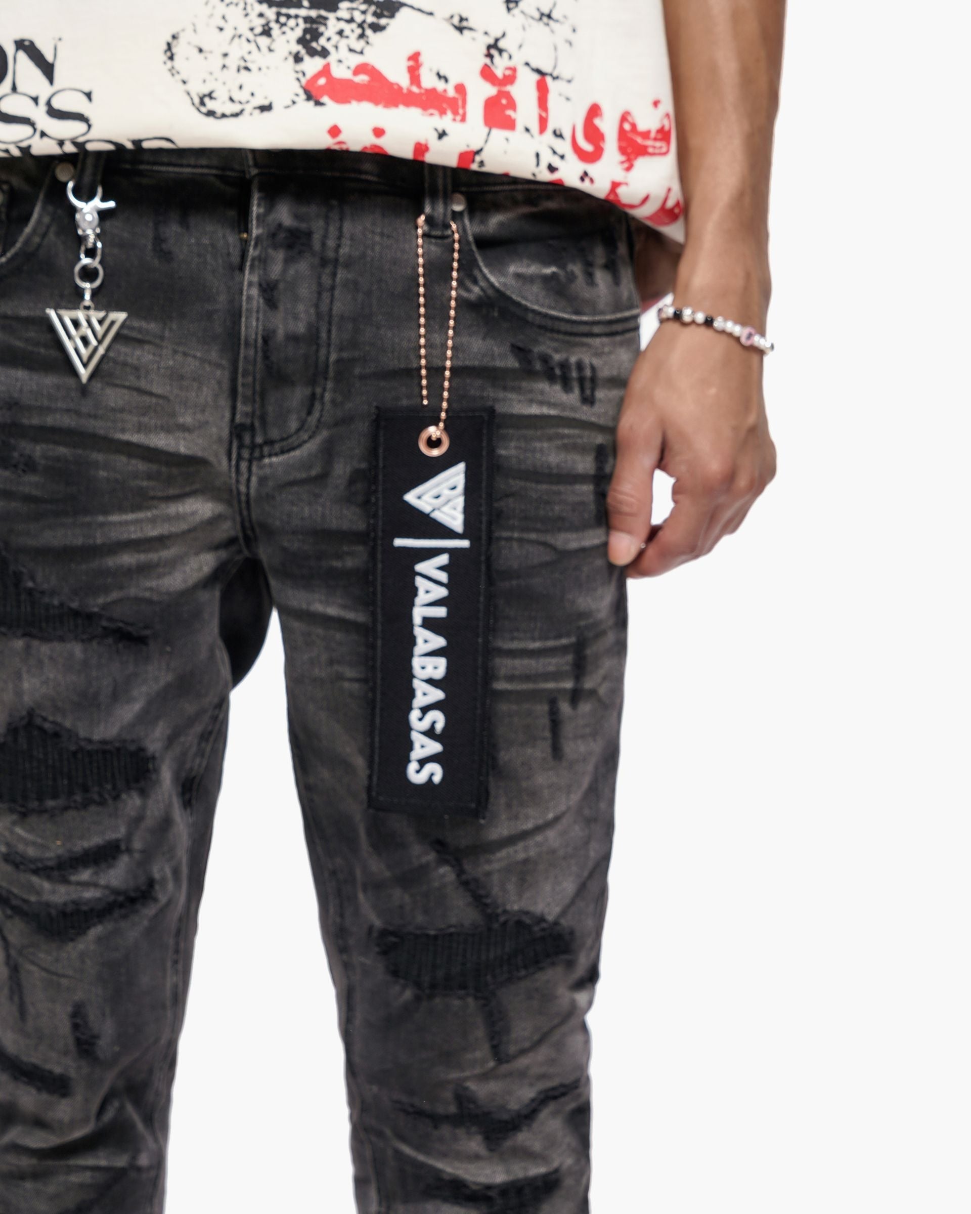 Valabasas Graft Stacked Jean - Grey Washed Denim Exchange