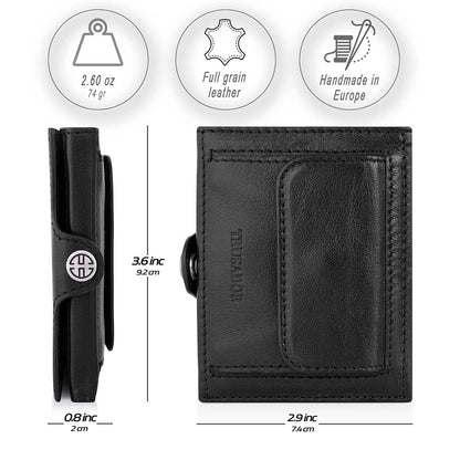 Valencia Full Grain Leather Trifold Wallet with Coin Pocket Trusador