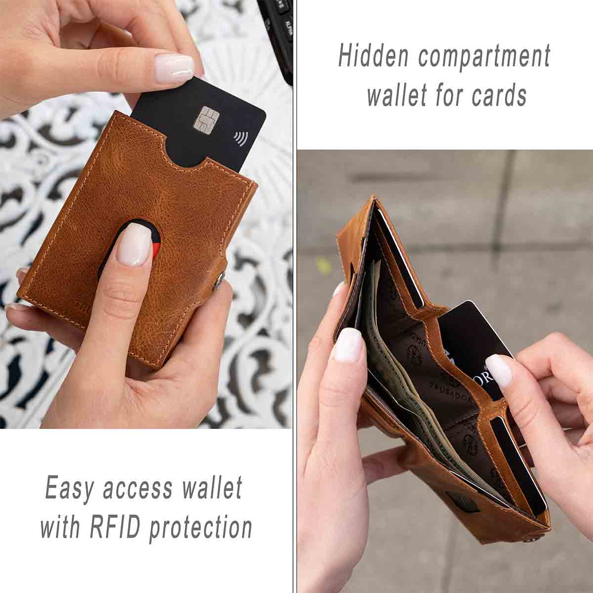 Valencia Full Grain Leather Trifold Wallet with Coin Pocket Trusador