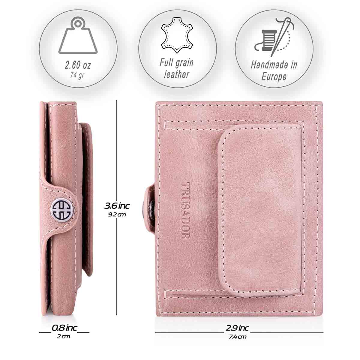 Valencia Full Grain Leather Trifold Wallet with Coin Pocket Trusador