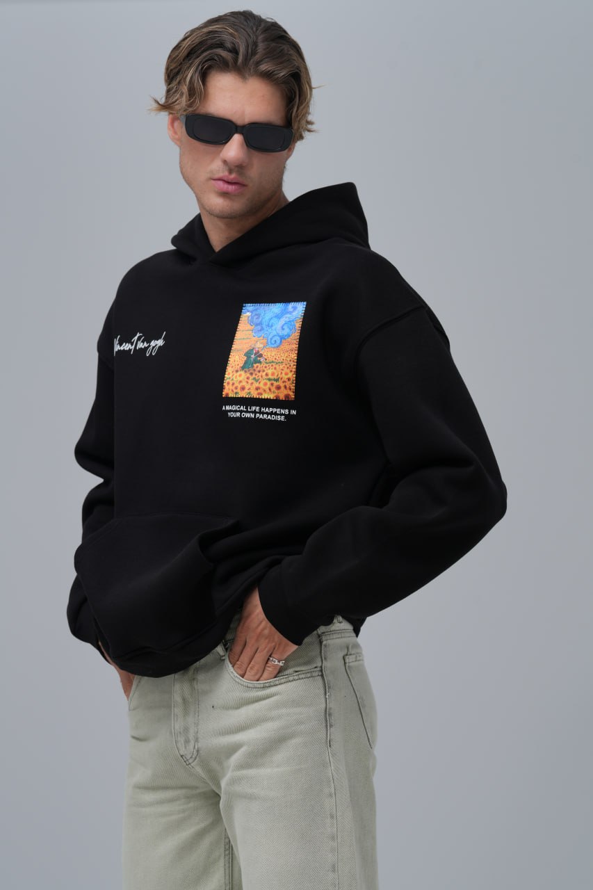Van Gogh "Starry Night" Graphic Hoodie Withinblack