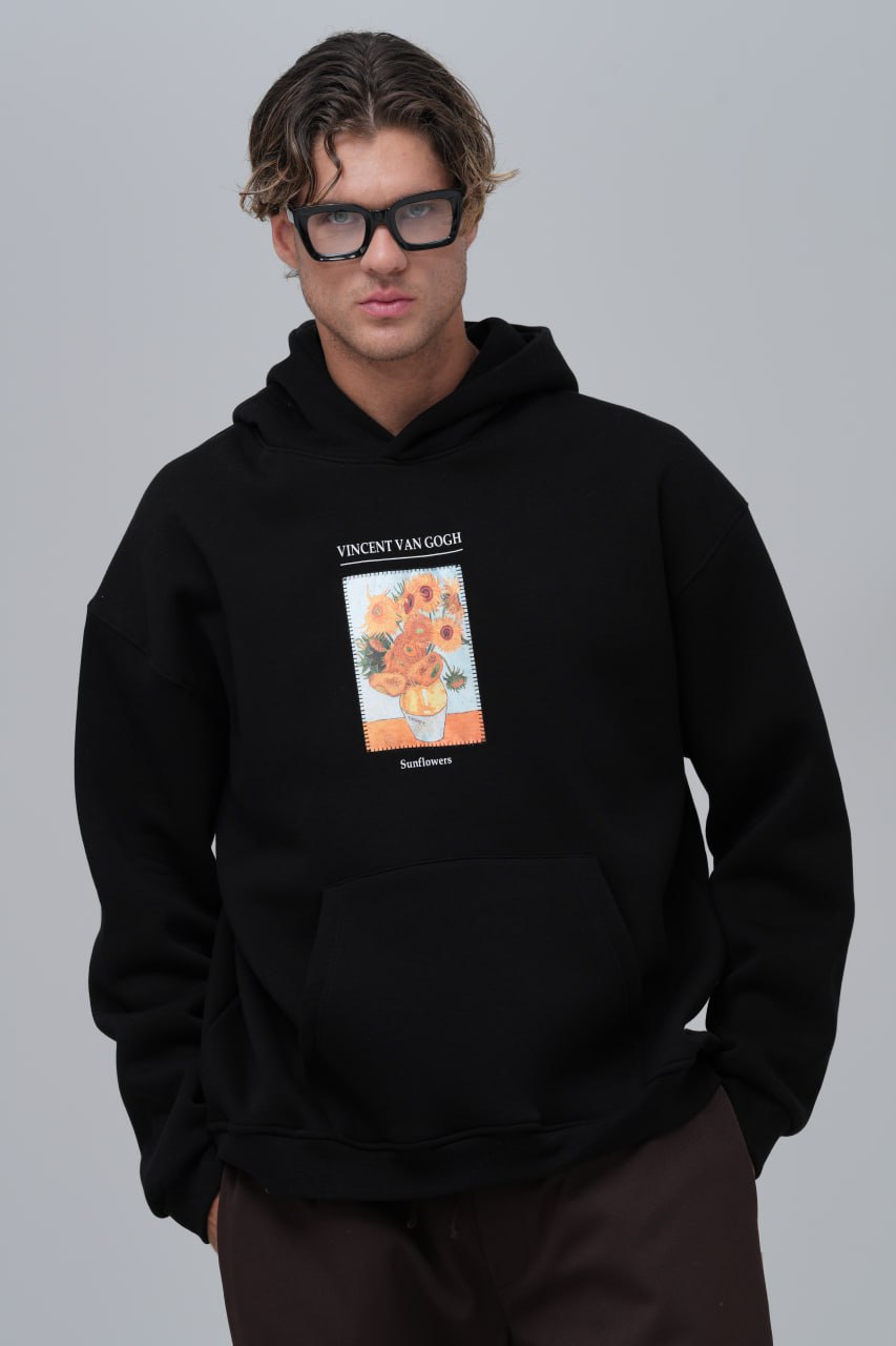 Van Gogh "Sunflowers" Graphic Hoodie Withinblack
