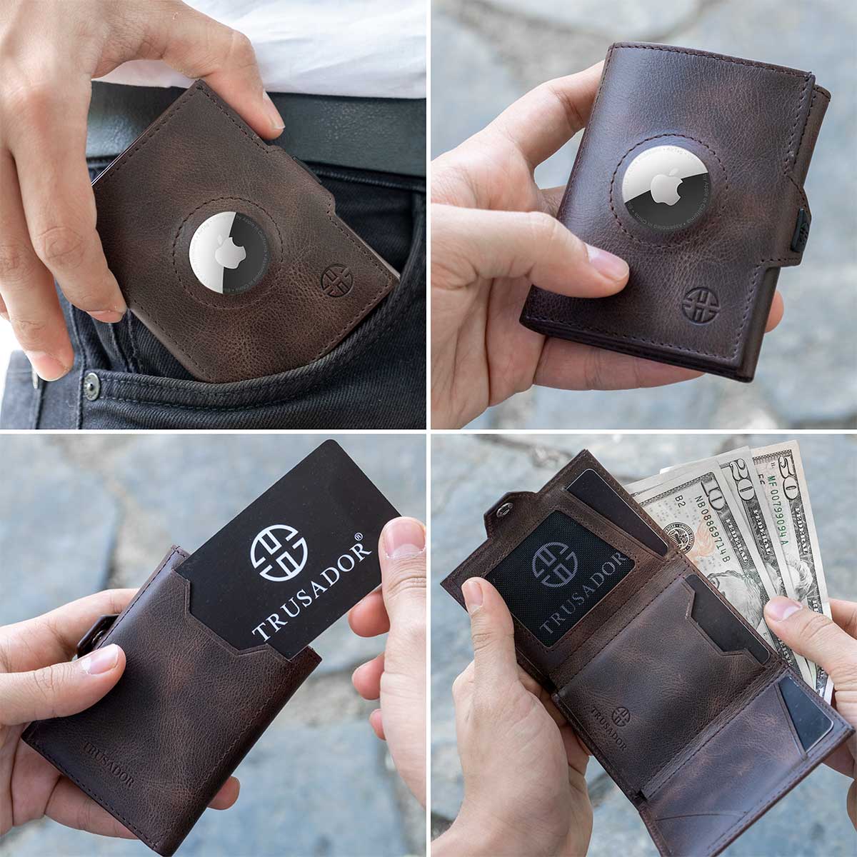 Verona AirTag Leather Wallet Trusador