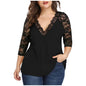 Plus Size Lace Blouse for Women - Casual Long Sleeve Top