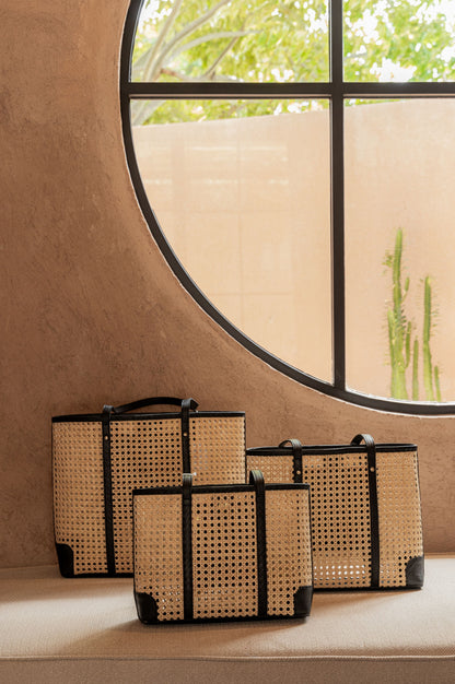 Dian Leather and Rattan Tote Bag Village Thrive