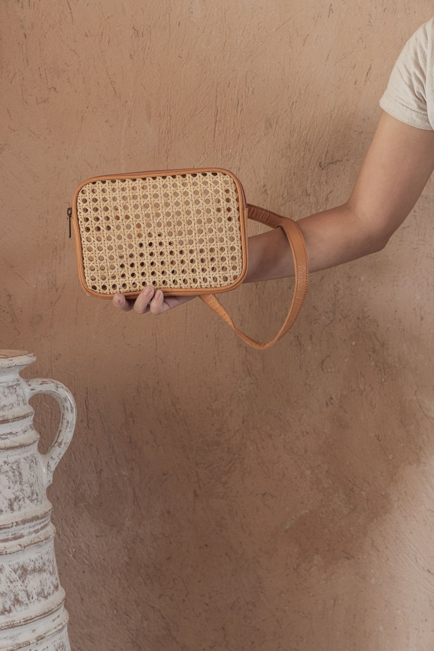 Vera Leather and Cane Belt Bag Village Thrive