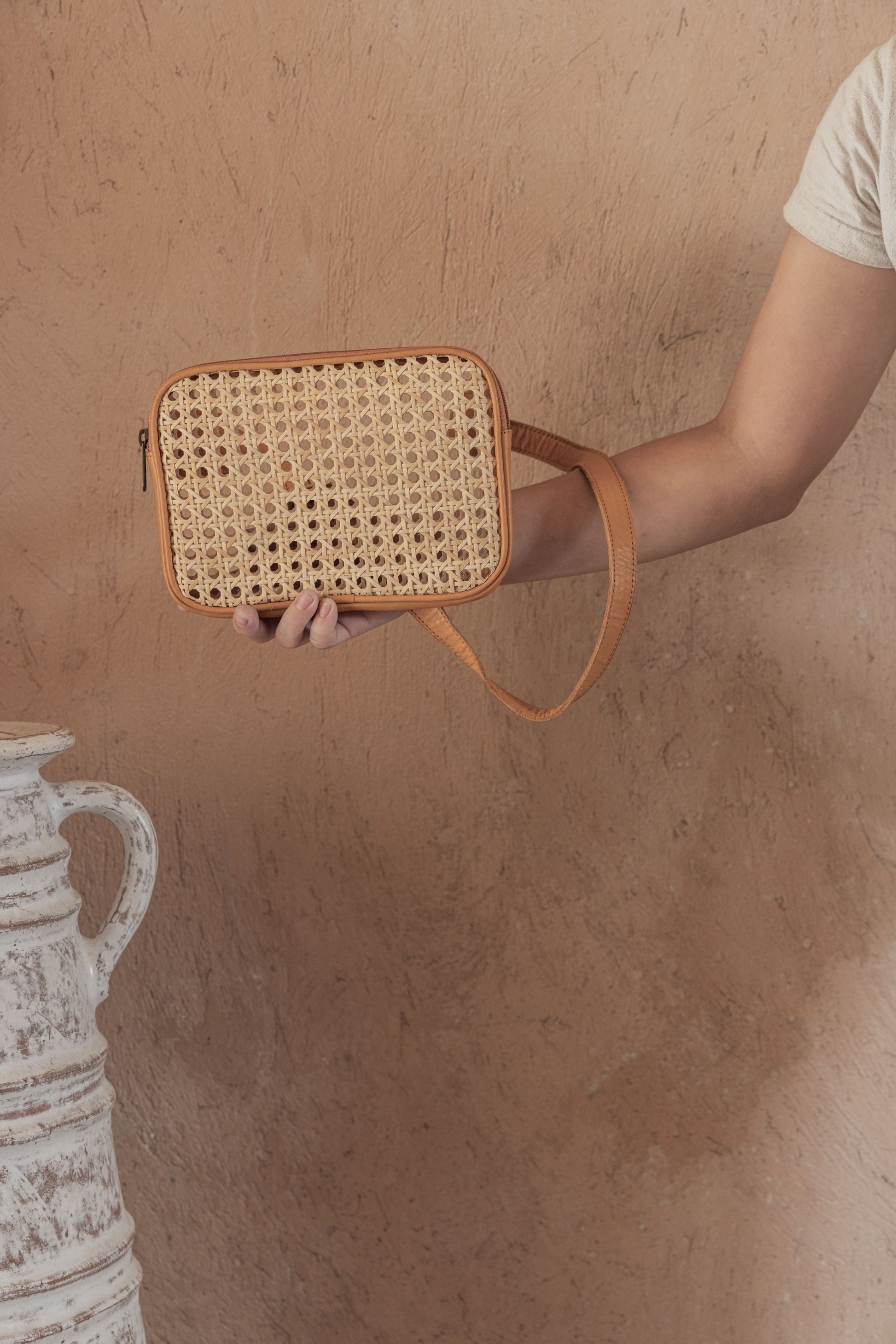 Vera Leather and Cane Belt Bag Village Thrive