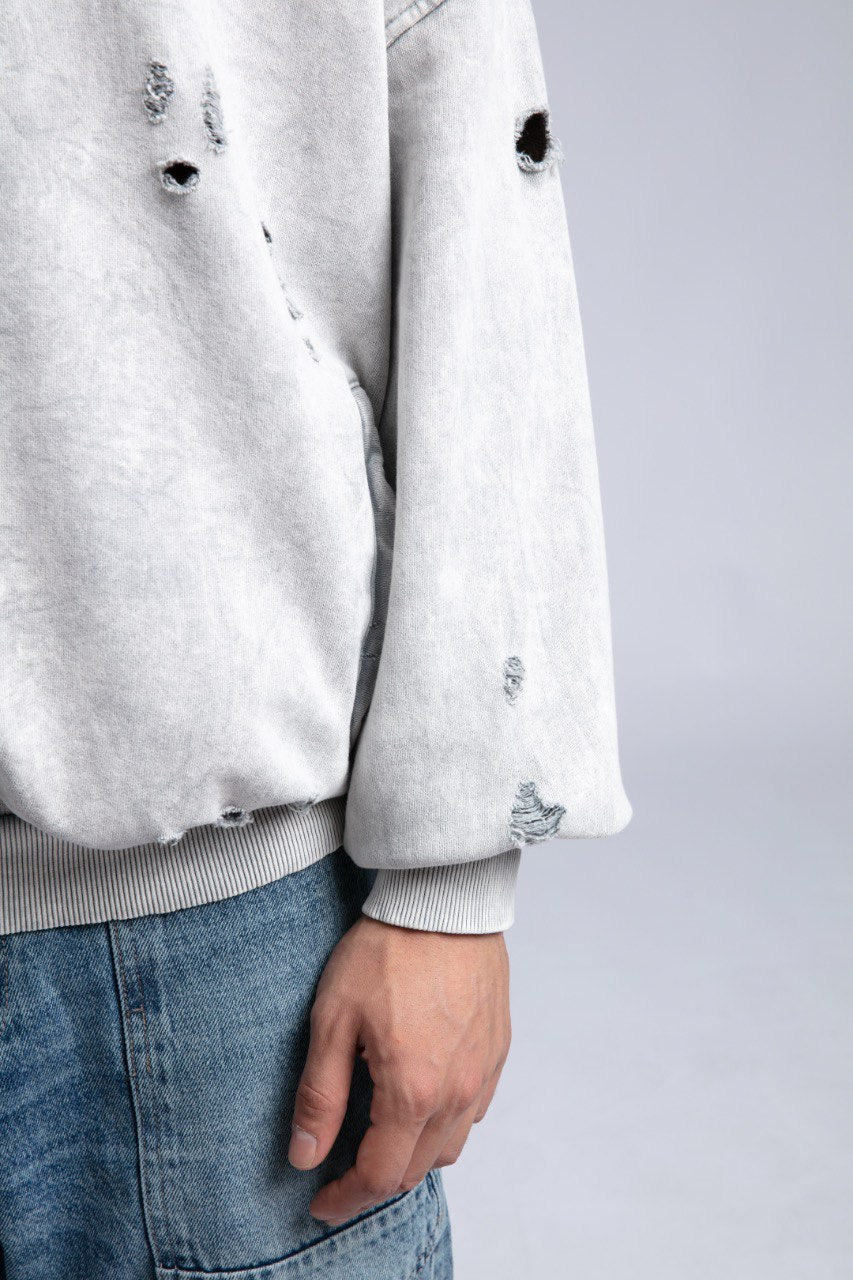 Vintage Distressed Hoodie - Oversized Washed Pullover Sweatshirt Withinblack
